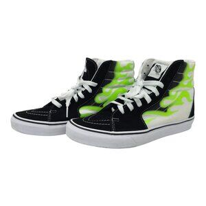 Vans Sk8-Hi Green Flame Black White Sneakers Men 9 Women 10.5 Shoes Suede Canvas